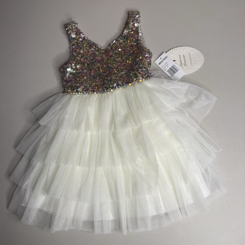 NWT American Princess Toddler Girls Sequin Glitter Tulle Dress Size 2T